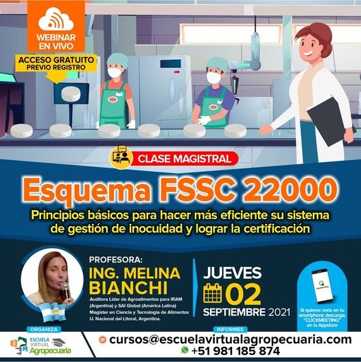 Webinar Gratuito: ESQUEMA FSSC 22000 PARA LA GESTIÓN DE INOCUIDAD